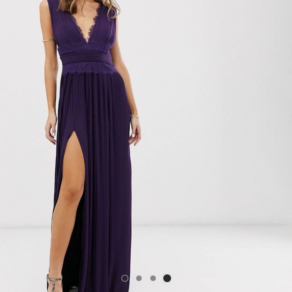 ASOS DESIGN premium lace insert pleated maxi dress